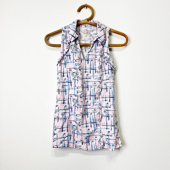 Lilly Pulitzer Tops - Lilly Pulitzer Luxletic Martina polo golf tank top pink flamingo ruffle Size XS